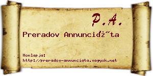 Preradov Annunciáta névjegykártya
